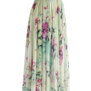 FLORAL AND FRILL MAXI SKIRT
